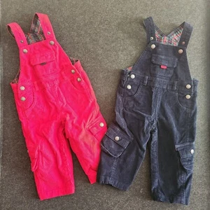 Jojo Maman Bebe Set of 2 Pretty Cord Girls Overalls Dungarees Size 12-18 Months - Picture 1 of 9