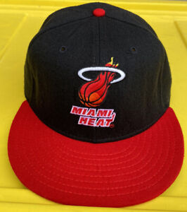 Vintage 90s Miami Heat New Era Pro Model 100% Wool Hat Cap NBA Size 7 3/8