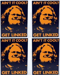 4 Grateful Dead Jerry Garcia "Ain't It Cool? Get Linked" MaxRacks Free PostCards - Imagen 1 de 3