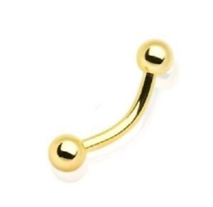 Gold Plated over Surgical Steel Curve Eyebrow Cartilage Bar Barbell 18g 16g 14g