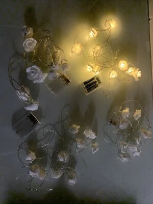 Cadena de luces de 4 rosas 10 pies 10 LED a batería rosas flor... Foto 1 de 4