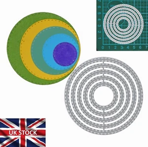 Nest of 4 Circle Double Stitch Patterned Metal Cutting Dies, Scrapbooking, I7 - Picture 1 of 7