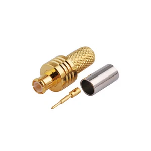 MCX Crimp Plug connector for LMR195/RG58/RG142 Goldplated New - Picture 1 of 3