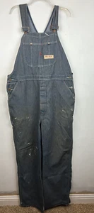 Vtg Big Mac Bib Overalls 42 x 32 Mid Blue Denim Carpenter Made USA Flaws - Picture 1 of 13