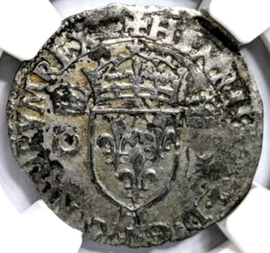 1550 Henry II France Silver Douzan NGC XF 45 Fleur De Lis 1 Douzain La Rouchelle - Picture 1 of 16