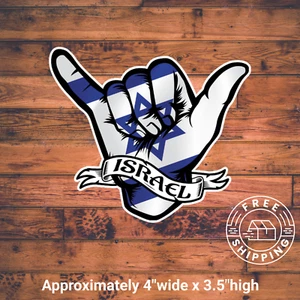 Calcomanía adhesiva de mano Israel Shaka apoyo judío israelí 4" x 3,5" - Imagen 1 de 2