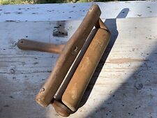 Antique Rare Primitive Hand Carved Wooden Dough Rolling Pin With Handle (16B)