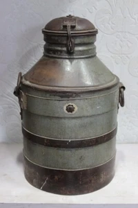 Iron Milk Can Vintage Antique Indian Handmade Decorative Collectible - Picture 1 of 8