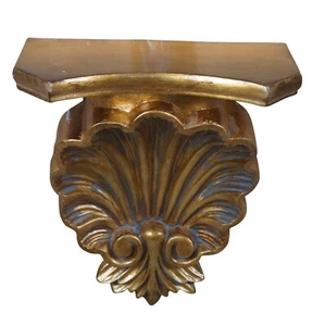 Apliques de pared escultóricos demilune festoneados dorados estilo neoclásico italiano - Imagen 1 de 11