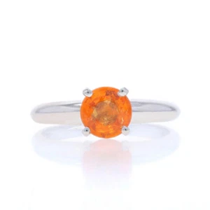 Platinum Spessartite Garnet Solitaire Engagement Ring - Round Cut 1.12ct - Picture 1 of 9