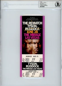 Biglietto autentico firmato Mike Tyson vs Ruddock 6/28/1991 Rematch COA BAS auto - Foto 1 di 2