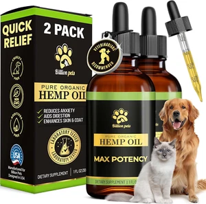 Hemp Oil for Dogs and Cats - Helps with Anxiety, Pain, Stress, Sleep, Arthritis, - Picture 1 of 12