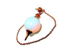 Opalite Sphere Ball Pendulum Copper Plated Opal Carved Handcrafted Antique