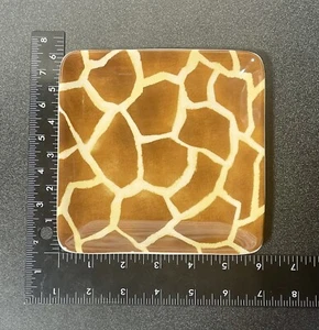 Pier 1 Giraffe Print Ironstone Square Dessert Appetizer Plate 6" - Picture 1 of 3