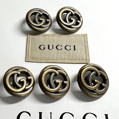 Ø 19 mm Set 5 Ersatzknöpfe + 1 Etikett Label Metall Knöpfe GG GUCCI Knopf Bronze - Bild 1 von 4