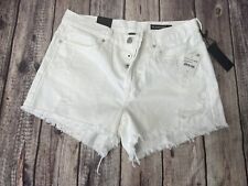 Blank NYC High-Rise Distressed Denim Shorts Jean Button Fly 29 White NEW