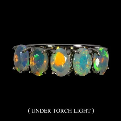 925 Sterling Silver Ring Oval Fire Opal 6x4mm Natural Gemstone Jewelry Size 8 - Image 1 of 4