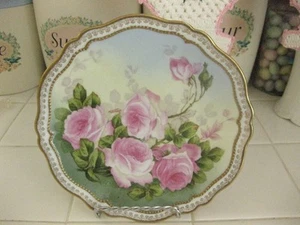 Vintage Hand Painted Signed Decorator Plate With Pink Roses O&EG Royal Austria - Picture 1 of 8