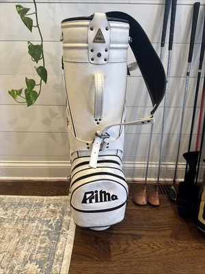 Bolsa de golfe vintage Prima Golf branca carrinho de equipe apenas profissional 10"" - Imagem 1 de 4