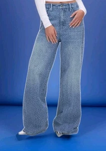 Good American Good Ease Crystal Embellished Wide Leg Jeans Womens Sz 16 - Picture 1 of 10