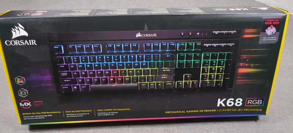 CORSAIR K68 Cherry MX Red Mechanical Keyboard RGB Backlight CH-9102010-NA - Image 1 of 4
