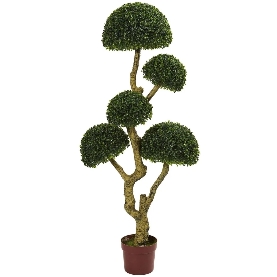 Árbol artificial de boj de cinco cabezas de 5' resistente a los rayos UV (interior/exterior). Venta al por menor $512 Foto 1 de 1