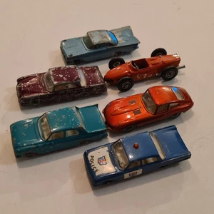 6 Matchbox 1-75 E Type,Ferrari,Mercedes,Chevrolet,Fairlane,Zephyr 1960's Diecast - Picture 1 of 4