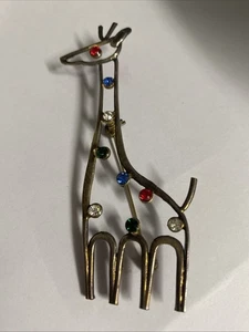 Vintage Metal Giraff With Colored Rhinestones - Picture 1 of 2