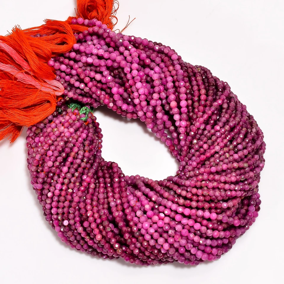 Piedras preciosas de rubí natural en forma de moneda cuentas micro facetadas 3X3X2 mm hilo 12,5" UGB695 Foto 1 de 3