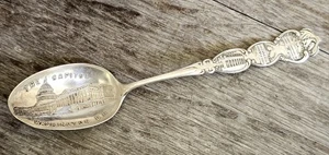 Washington DC Sterling Silver Souvenir Spoon VINTAGE Capitol Mount Vernon 5 1/8" - Picture 1 of 6