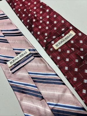 LoT 2 - Par - Corbata Birmania Bibas para hombre 100 % seda con punta automática Foto 1 de 4