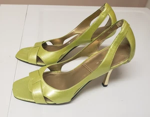 Tahari Women's Neon Green Slip On Open Toe Cut Out Stiletto Shoe Sz 8.5 M PO F - Picture 1 of 14
