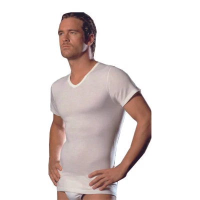 Maglia Uomo Madiva Arezzo Scollo a V Mezza Manica Lana Seta Cotone sulla pelle