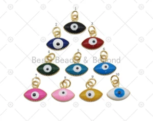 Colorful Enamel Evil Eye Shape Pendant,18K Gold Filled Charm, Necklace Bracelet - Picture 1 of 5
