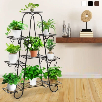 9 Macetas Grandes Duraderas Metal Soporte para Plantas Estantes para Flores Jardín Plantas Soporte Estante Foto 1 de 4