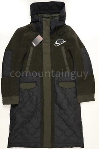 Nike Sportswear Sherpa Fleece Trench Coat Black Olive BV4797-010 Men's Sz M - Picture 1 of 7