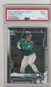 2021 Bowman Draft Chrome Harry Ford #BDC-1 1st Bowman- Seattle Mariners- PSA 9 - Picture 1 of 2