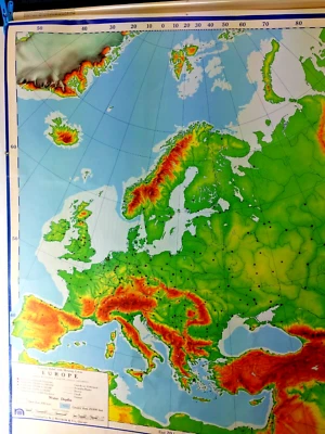 Pull Down Map Nystrom Company vintage 1967 PR 2-1 POLITICAL OVERLAY Rare - Image 1 of 4