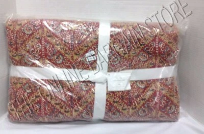 Edredón de cama Pottery Barn Macallister de tela entera romántico floral con flores rojo doble  Foto 1 de 4