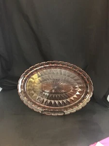 Depression Pink Glass Jeannette WINDSOR PINK *11 1/2" OVAL PLATTER* #475 - Picture 1 of 2
