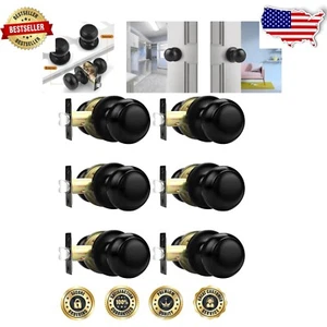 Stylish Matte Black Passage Door Knobs - Perfect for Modern Interior Design - Picture 1 of 8