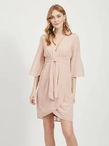 VILA Woman Dress Vimicada Sleeve 3/4 Midi Dress Pale Mauve - Picture 1 of 6