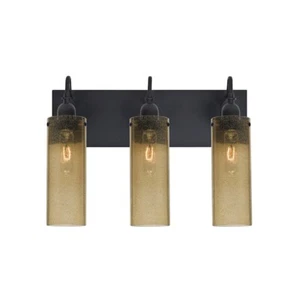 Besa Lighting Juni 10 3 Light Bathroom Vanity, Black/Beige - 3WG-JUNI10LT-BK - Picture 1 of 1