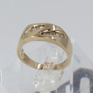 14K Solid Yellow Gold Natural Diamond Ring 0.15 CT Size 5.5 - Picture 1 of 6