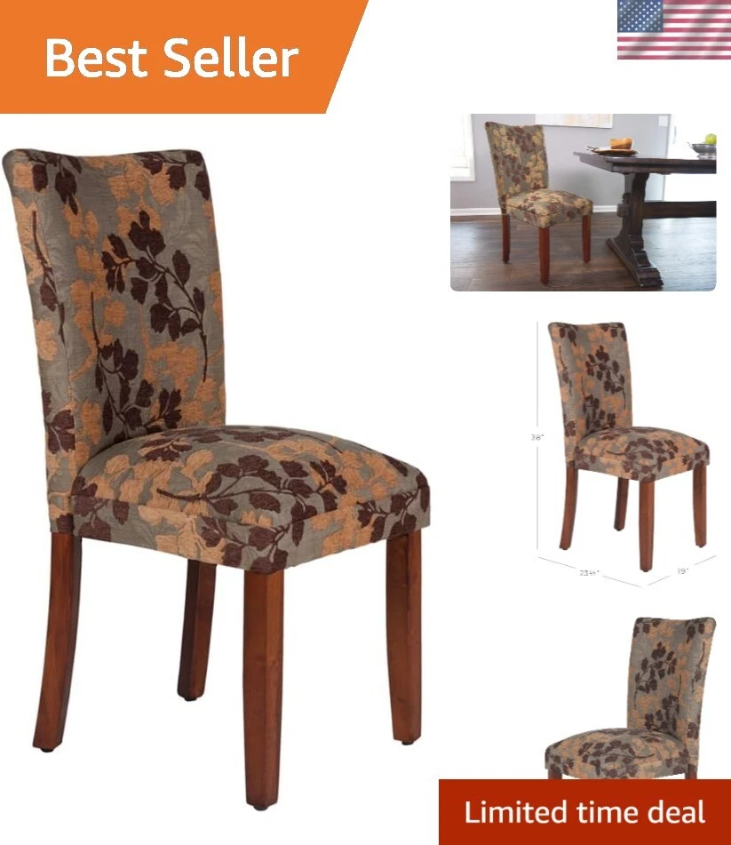 HomePop Chenille Fabric Upholstered Leaf Pattern Parson Dining Accent Chair
