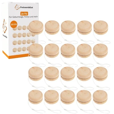 20x Jojo Jo-Yo YoYo Set – Spielzeug Geschicklichkeit & Partyspaß  Ø5,3cm Holz - Bild 1 von 4