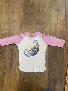 Vintage Youth Raglan Shirt Smurfs Glitter Pink Rainbow - Picture 1 of 7