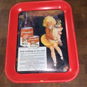 Vintage 4 Of 4 Carnation Metal Tray “And Nothing To Cry Over” - Picture 1 of 5