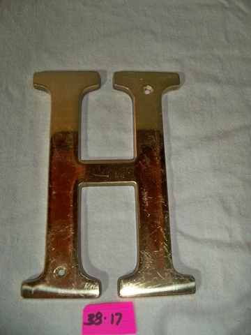 Vintage Solid Brass Letter Initial "H" Door Wall Address Sign 6" inch Cover