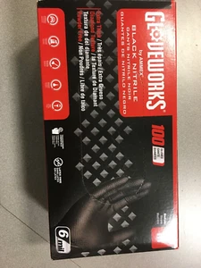 Gloveworks GWBN44100 Nitrile Disposable Gloves Medium Black Powder Free 100 pk - Picture 1 of 4